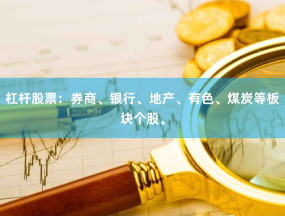 杠杆股票：券商、银行、地产、有色、煤炭等板块个股。